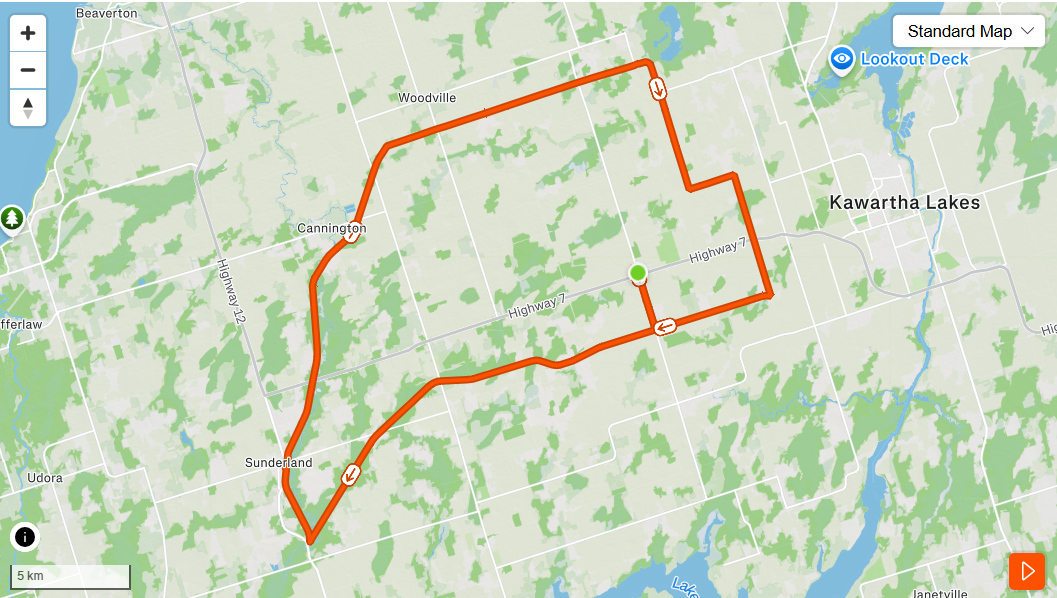 20k road and trail route map